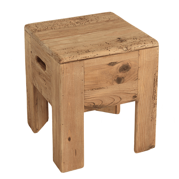 Tabouret / bout de canapé pin recyclé DENVER