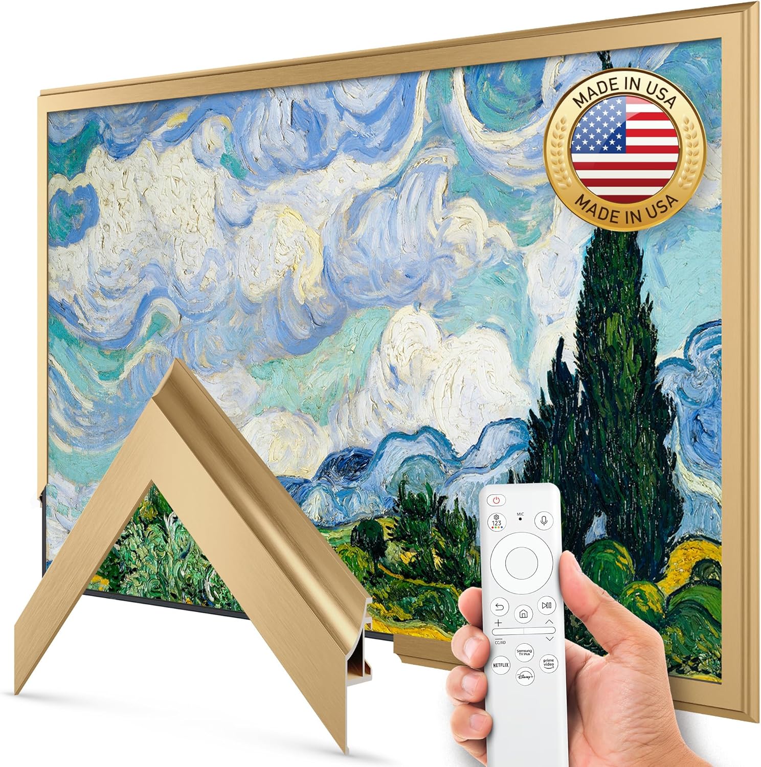 Pale Gold Scoop 65 Alloy Deco TV Frame - Compatible ONLY with Samsung The Frame TV and Pro TVs (Fits 2021-2026  LS03A  LS03B LS03C LS03D LS03FA LS03FW)