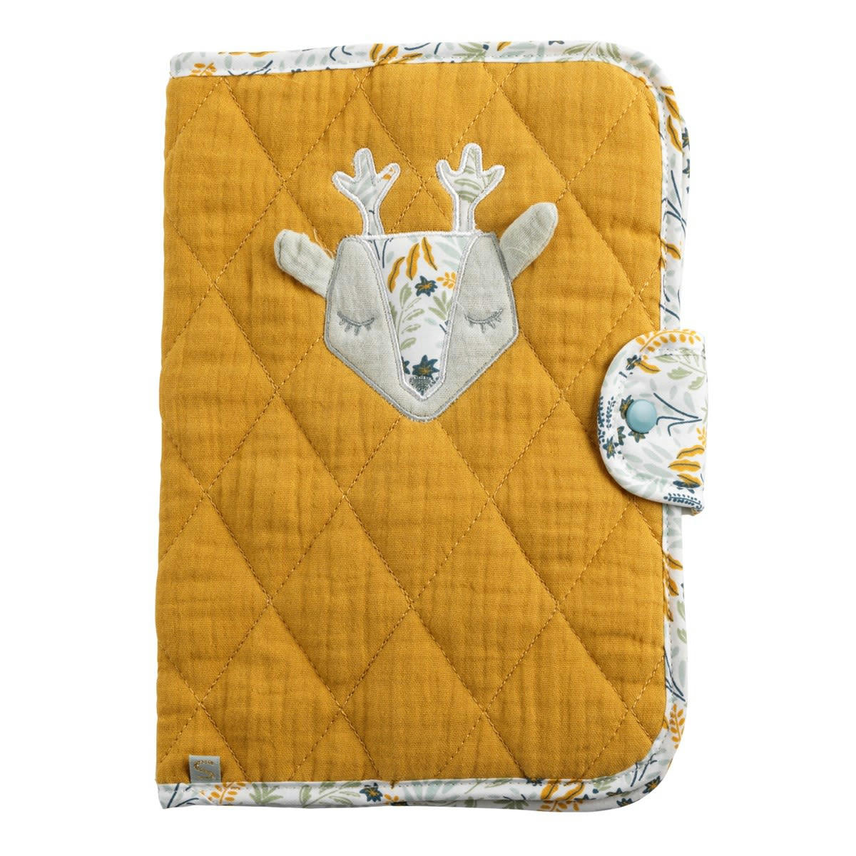 PROMENONS NOUS - Protège carnet santé en coton jaune moutarde