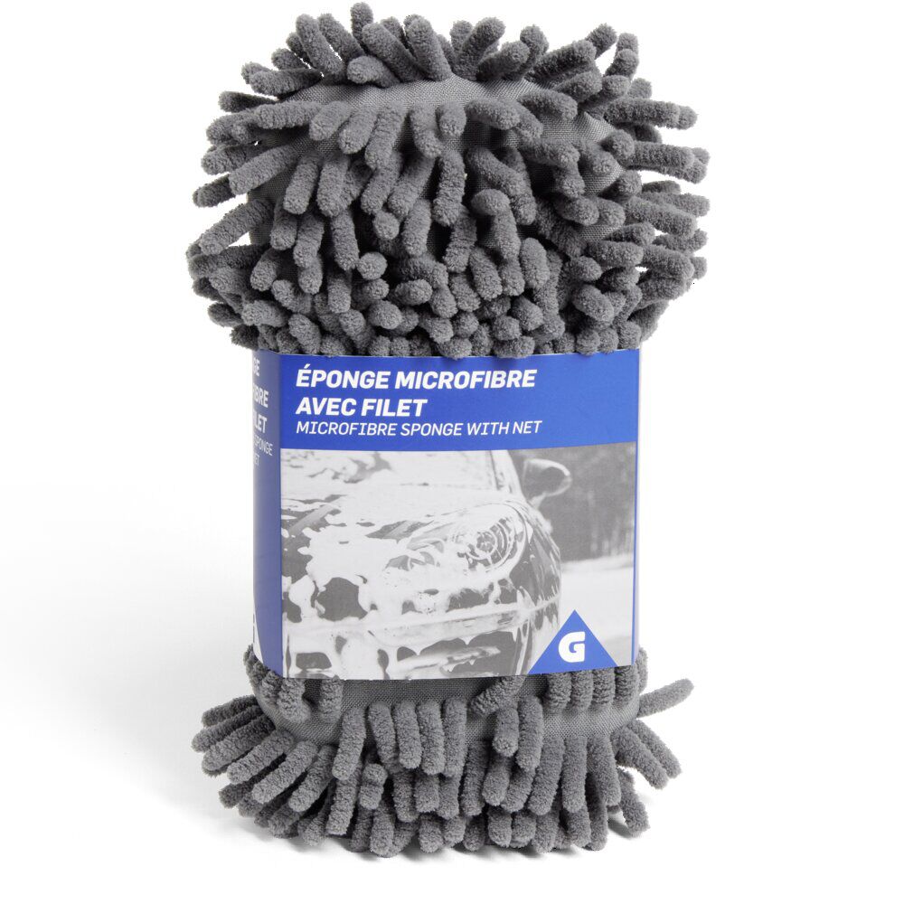 éponge nettoyante voiture microfibre avec filet spéciale finition