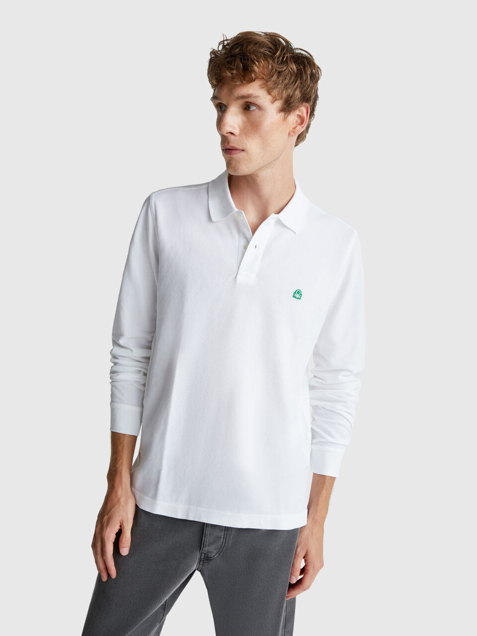 Long sleeve cotton polo