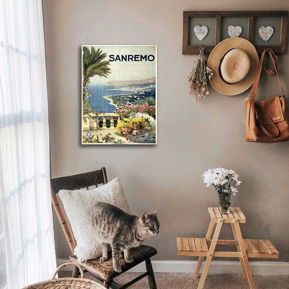 - Tableau affiche touristique Vintage Sanremo 50x70cm