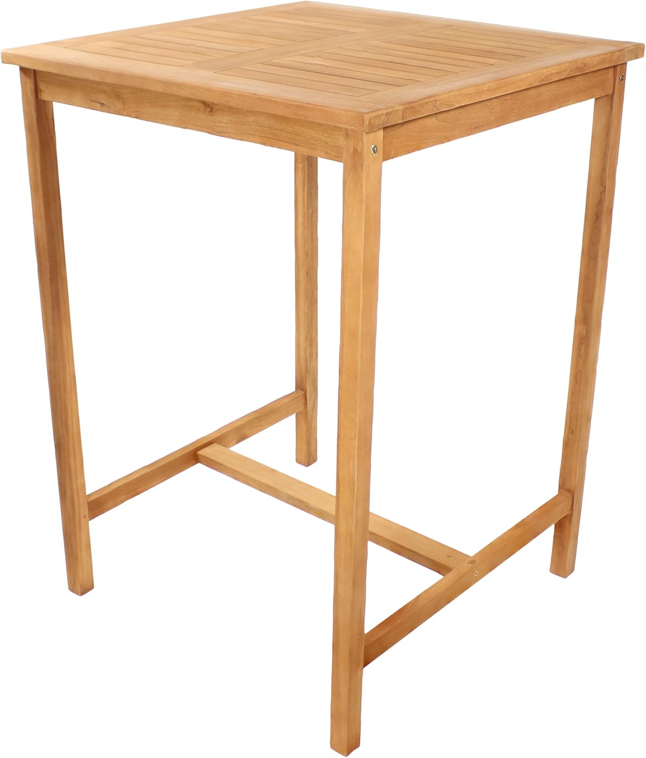 Sunnydaze 2-Person Solid Teak Wood Square Patio Bar Table - for Indoor or Outdoor Use - 31 Square x 43.5 H