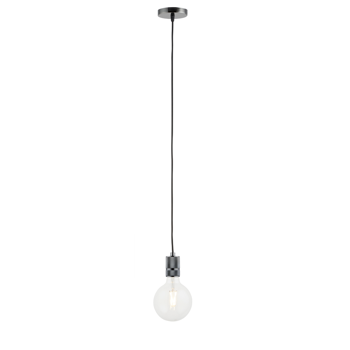 Lighto | Pendel Zwart Titanium | Inclusief Lichtbron Helder | Classic | 1.5m Snoer | Met Plafondkap