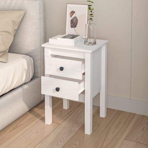 NNEVL Bedside Cabinets 2 pcs White 40x35x61.5 cm Solid Wood Pine