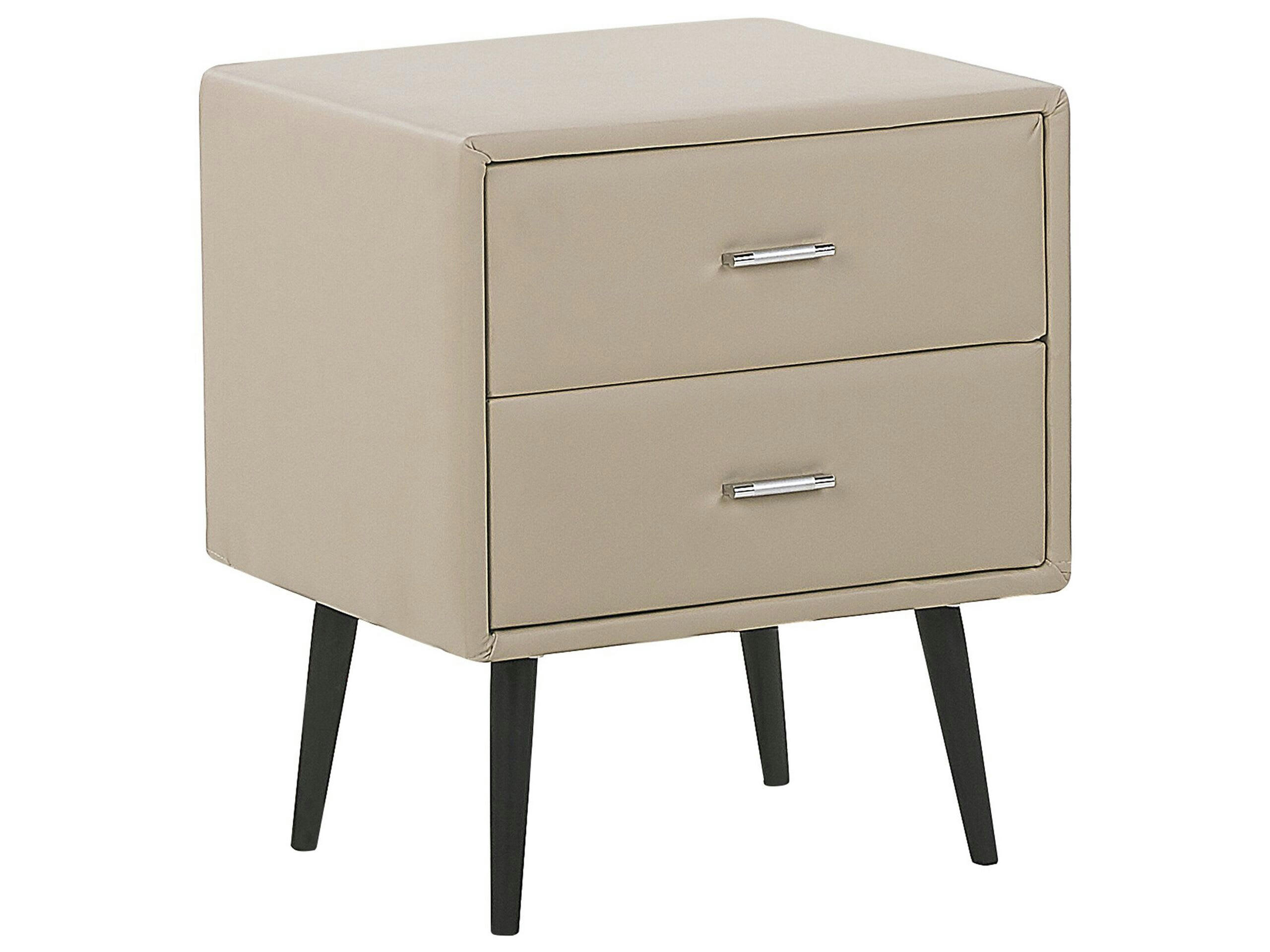 ESSONNE - Table de chevet en cuir PU beige