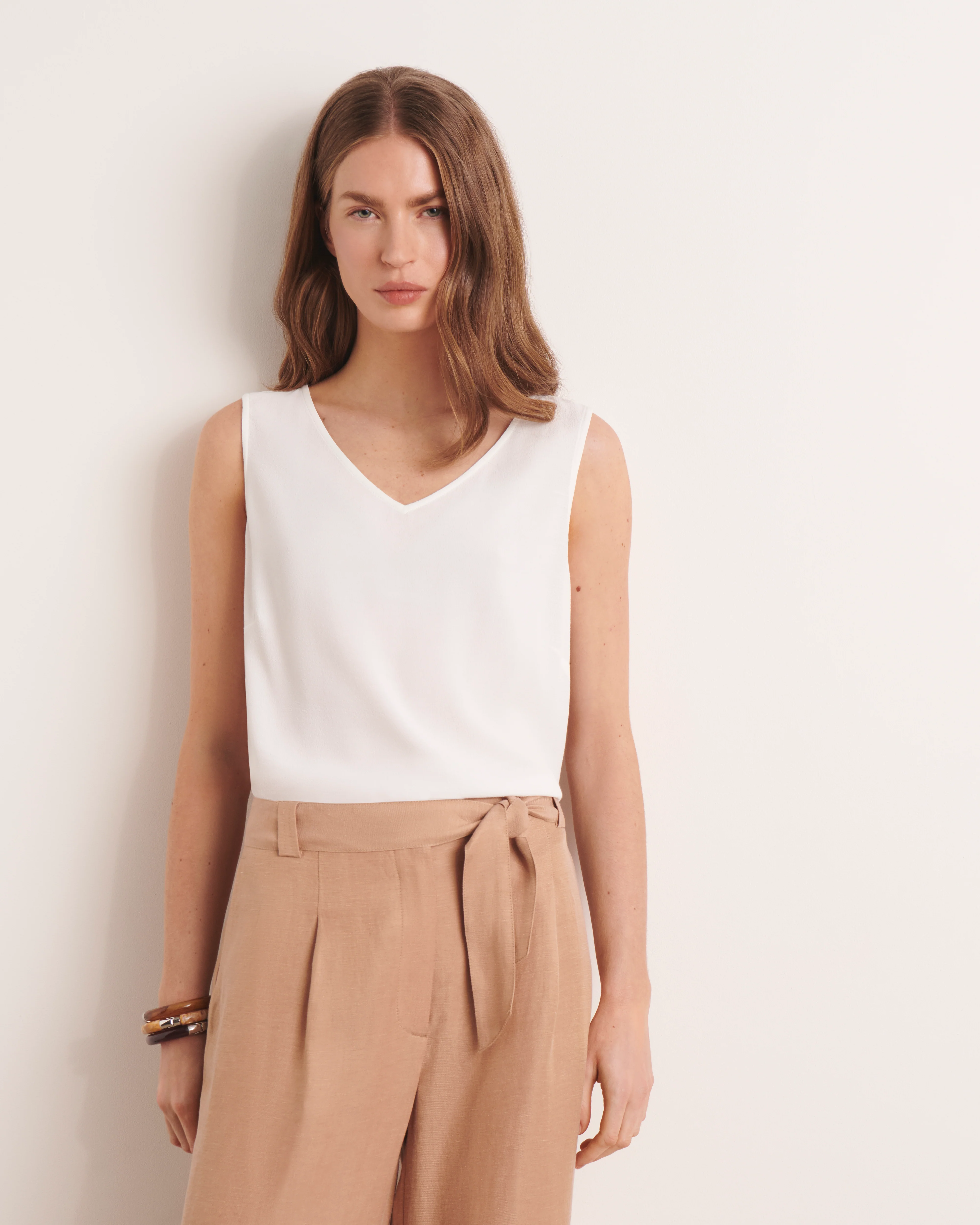 Débardeur beige fluide CARLA/13180/010