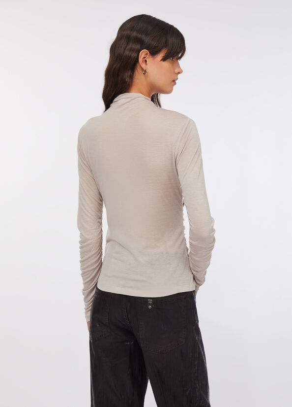 Top arricciato in misto lana