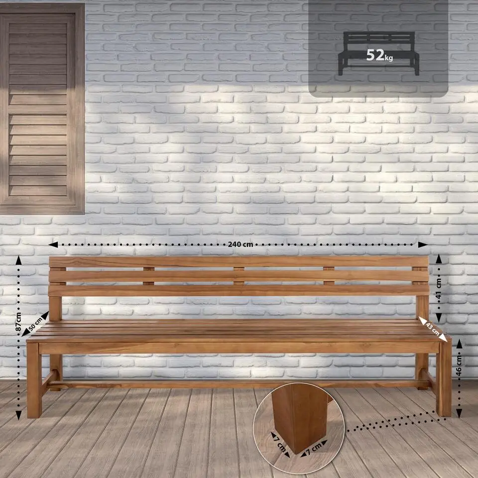 CLP Teakbank Augusta 240 cm