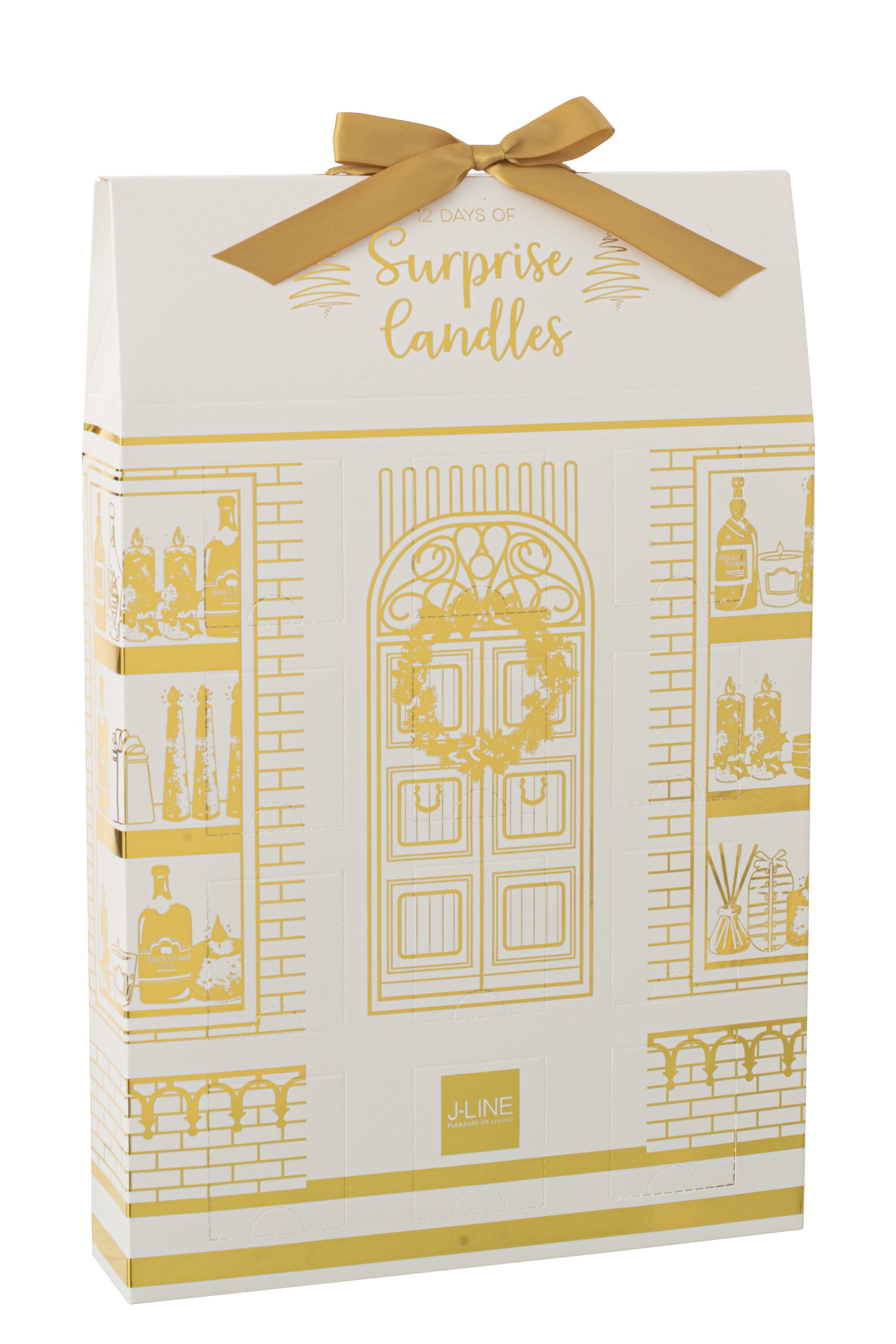 J-Line geurkaars Surprise Window - goud/wit - 12 candles