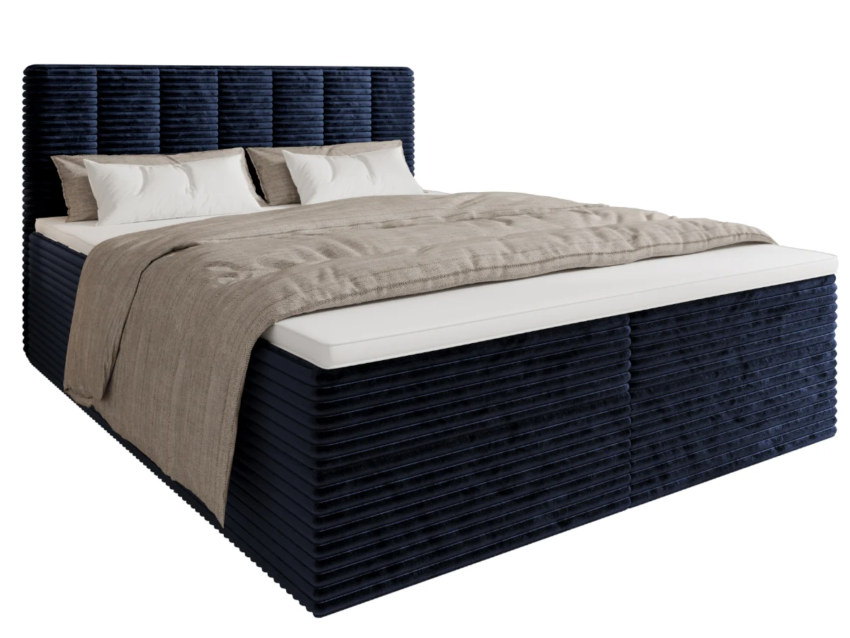 Łóżko Kontynentalne Sztruksowe 140 Tilia Granat   Materace Pojemniki Ambro