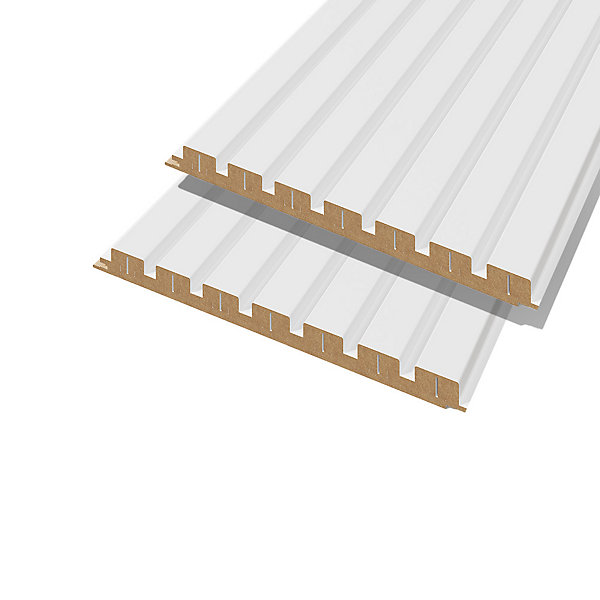 Lot de 2 demi panneaux mural décoratif lamelles MDF blanc (à peindre) 1250 x 287 x 20 mm 0,72 M2