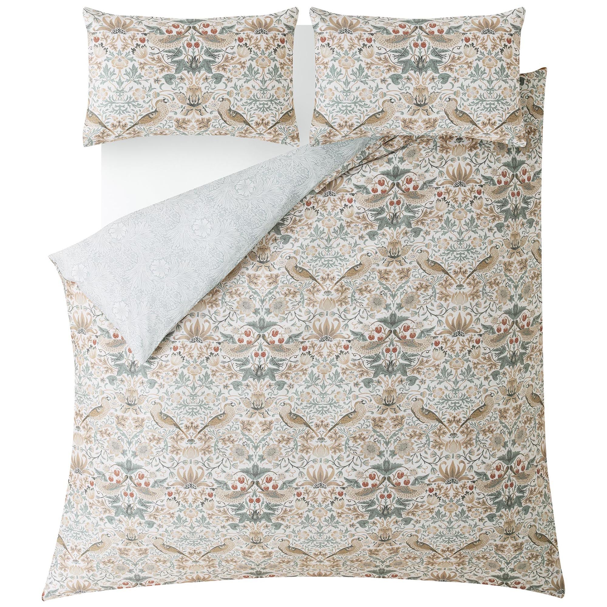 William Morris at Home Dekbedovertrek lits-jumeaux Strawberry Thief Hessian 230 x 220cm
