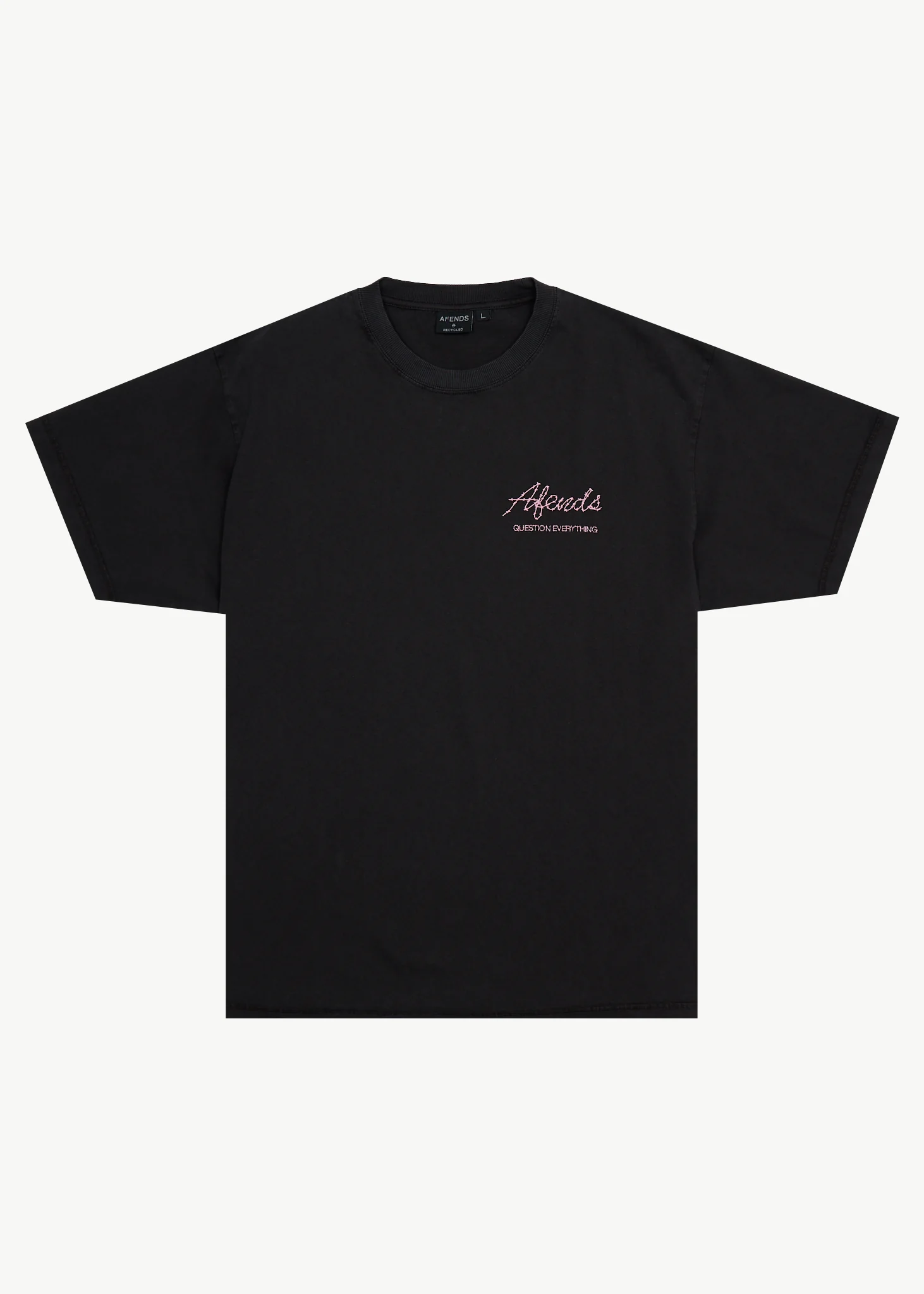 AFENDS Mens Valentine - Heavyweight Boxy Tee - Stone Black