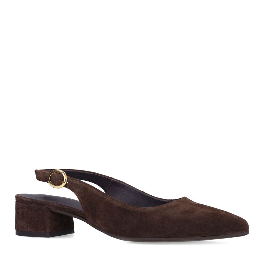 No Stress Bruine suède slingbacks