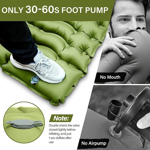 NNEOBA Ultra-Thick Inflatable Sleeping Pad with Headrest