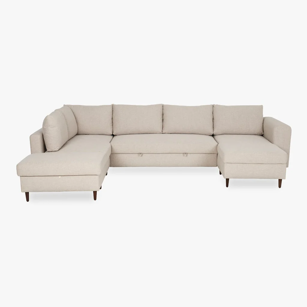 Sofá com pufe à esquerda bege CRAIG