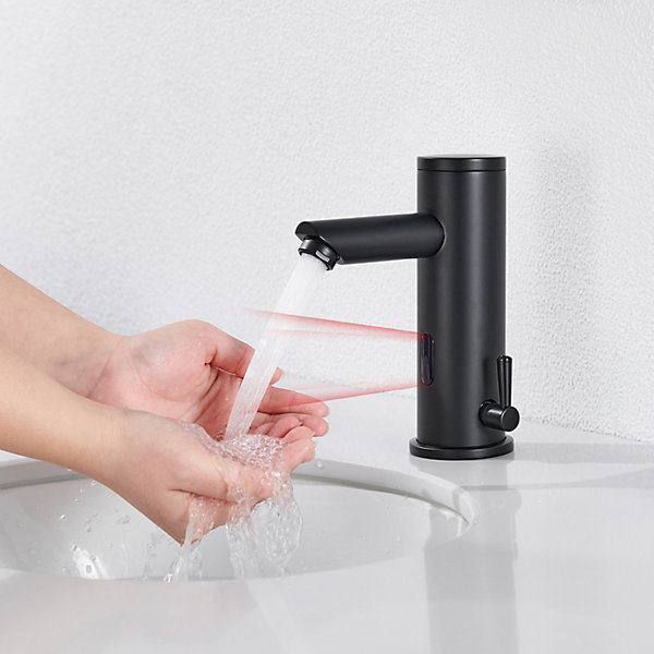 Mitigeur lavabo Infrarouge Auralum max robinet lavabo capteur automatique, Robinet de Salle de Bain en Laiton Chromé
