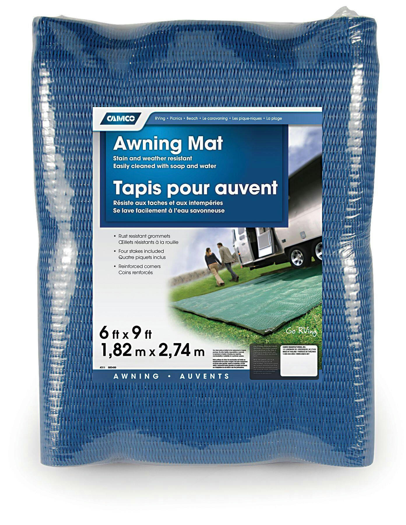 CAMCO 42881 Awning Leisure Mat, 6 x 9-ft, Blue Revirsable