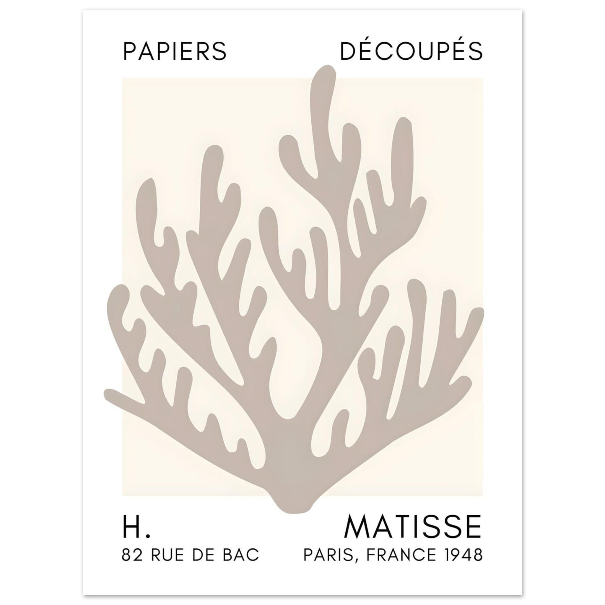 Artfulprints Poster Matisse – Coral harmony grey  - 30x40 cm - Grijs