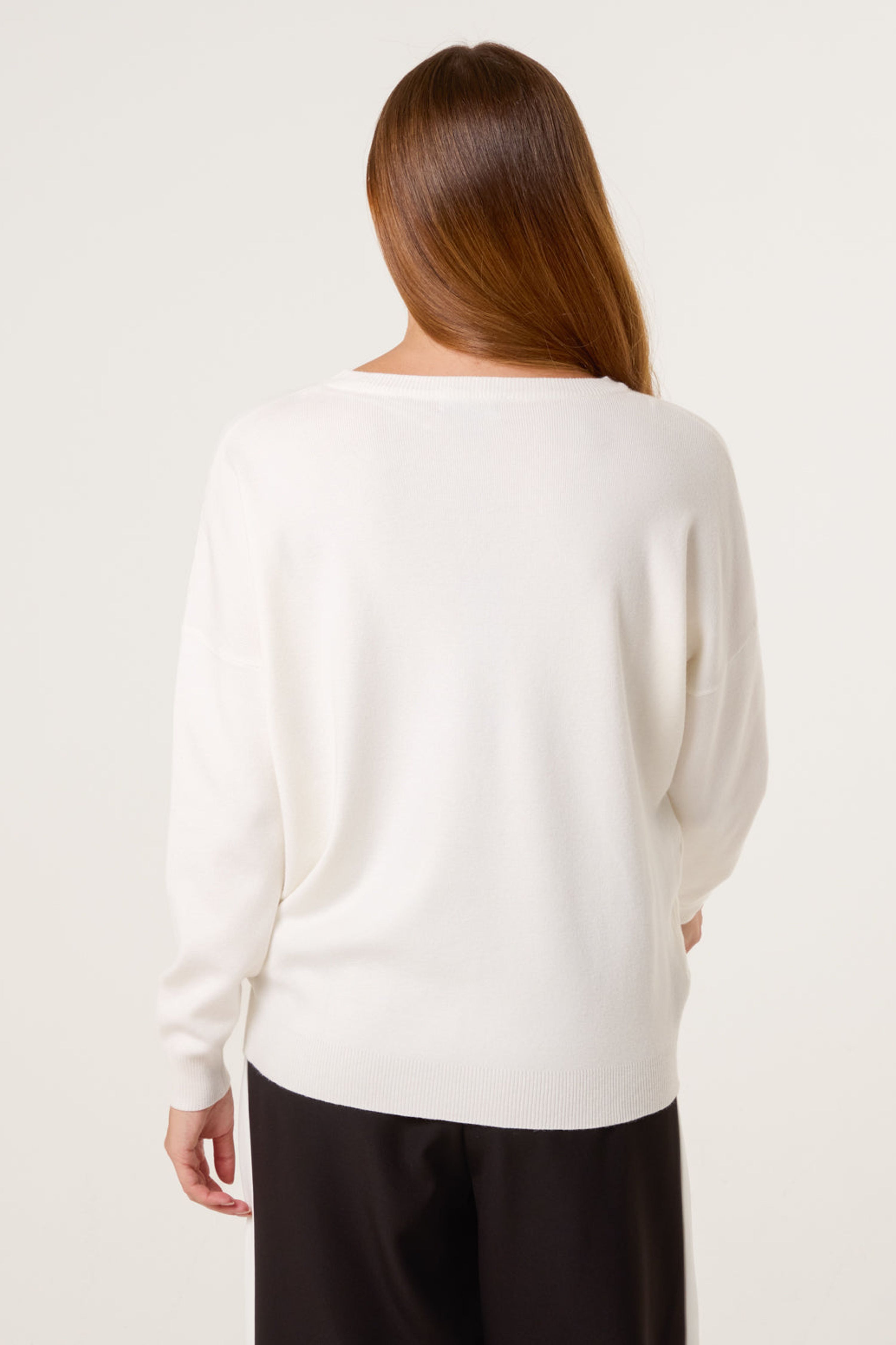Blue Vanilla Ivory Plain Crew Neck Jumper
