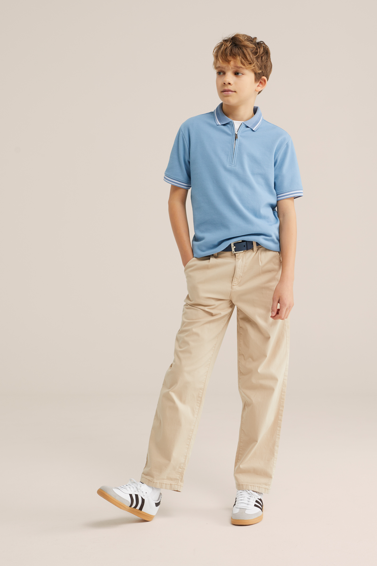 Jongens polo met quarter-zip en structuur