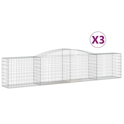 NNEVL Arched Gabion Baskets 3 pcs 400x50x80/100 cm Galvanised Iron
