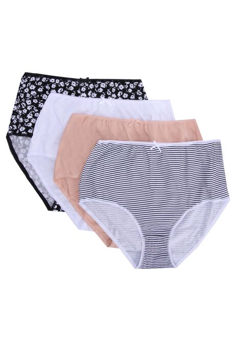 Womens 4pk Black Stripe Full Briefs