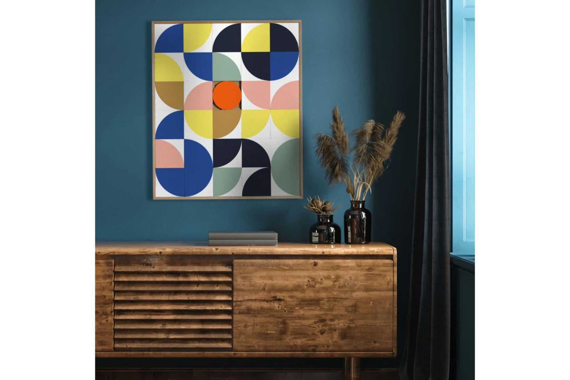 BILBO - Tableau en bois taquin chromatique pop  63 x 78