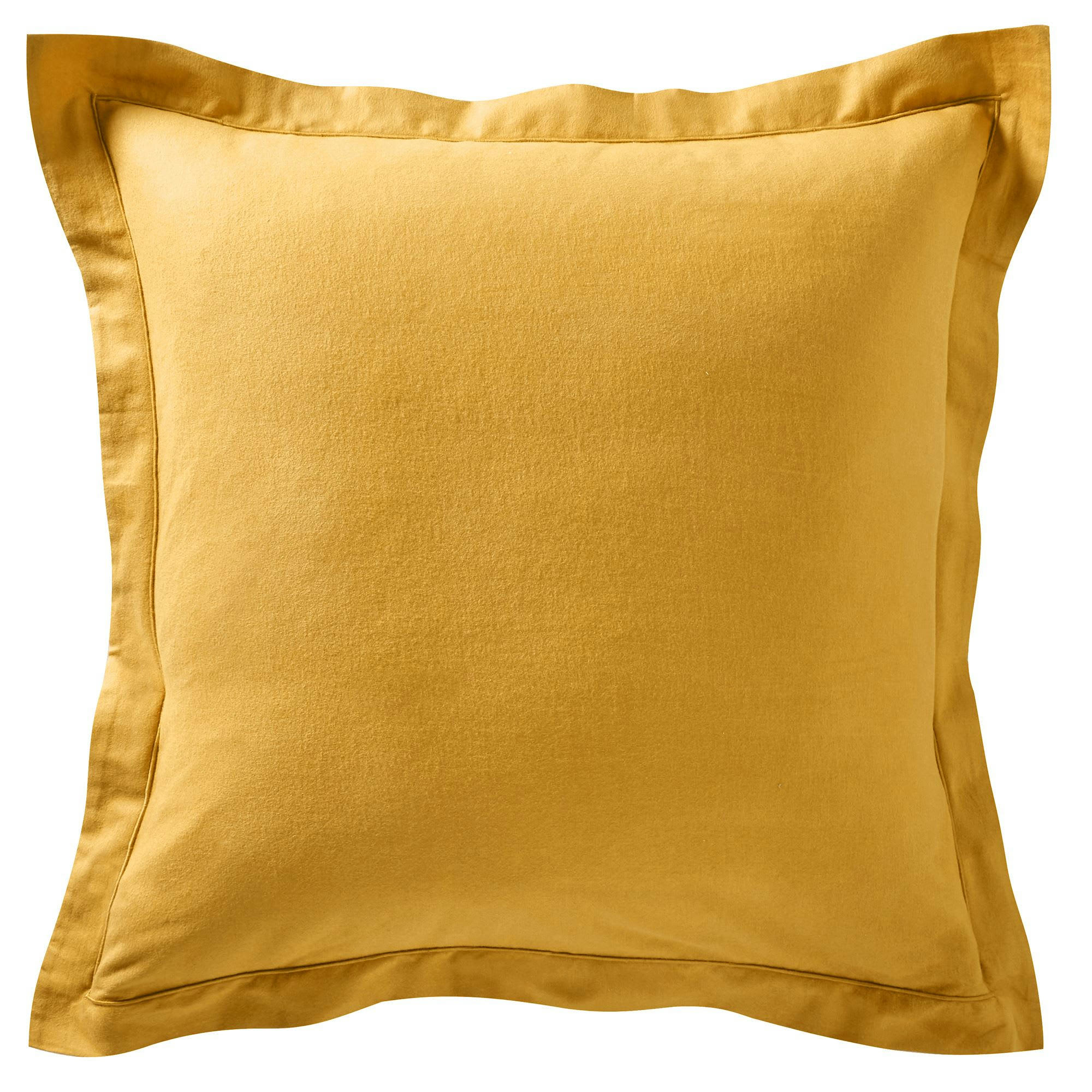 FLANELLE UNIE - Taie volant 63x63 jaune soleil en coton