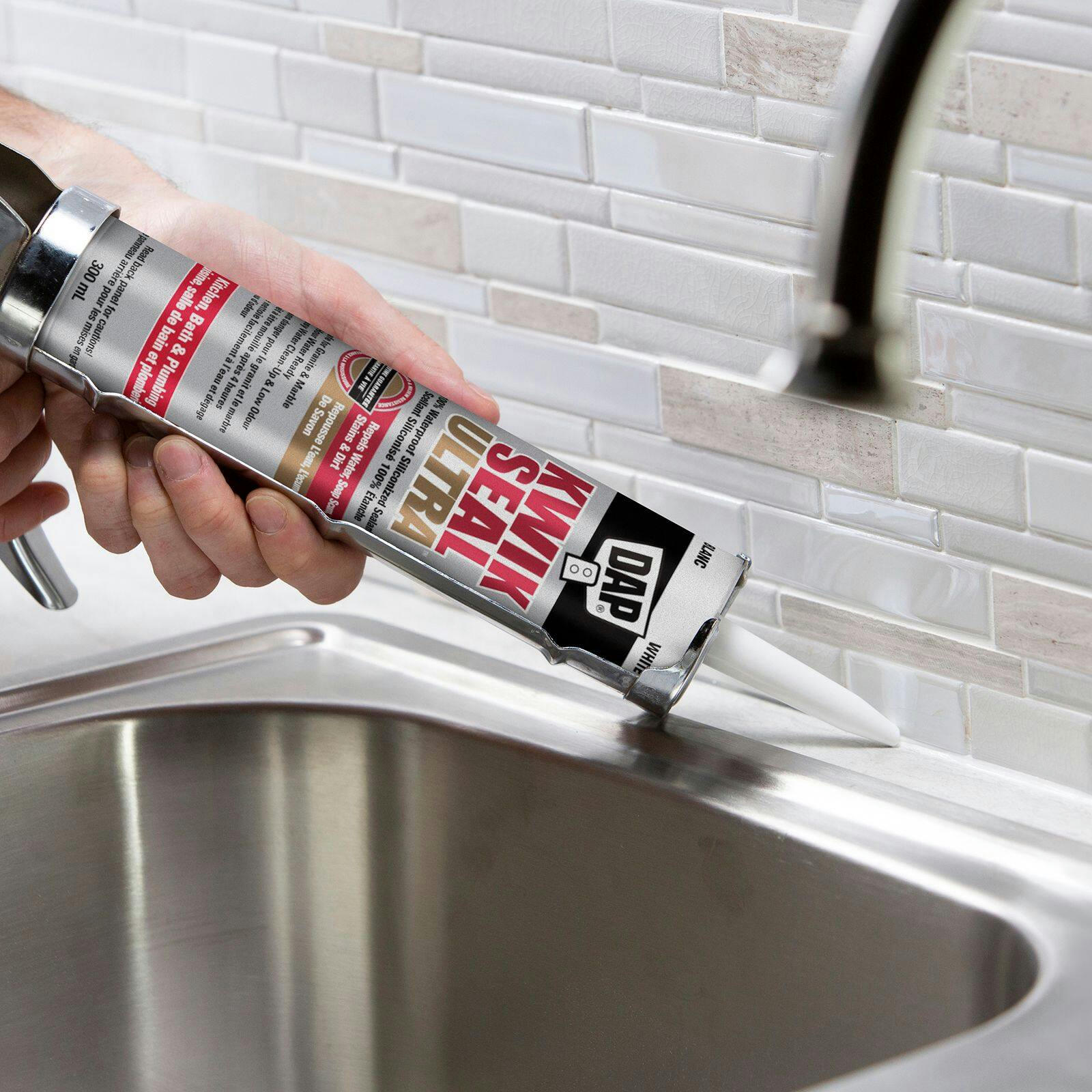 DAP Kwik Seal Ultra Kitchen, Bath & Plumbing Siliconized Sealant, White, 300-ml