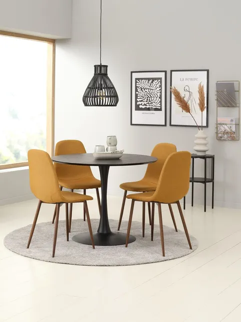 Spisebord RINGSTED Ø100 sort askefiner