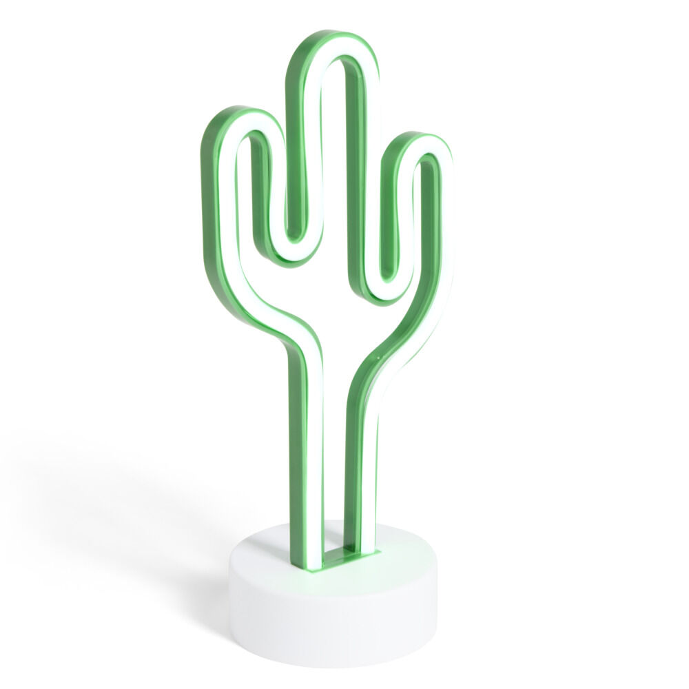 Lampe d'ambiance néon à poser forme cactus vert 13x10xH25cm