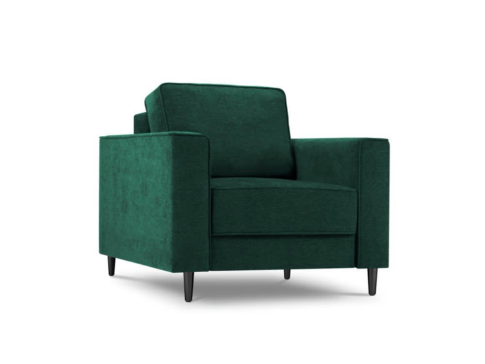 DUNAS - Fauteuil en tissu structuré vert bouteille
