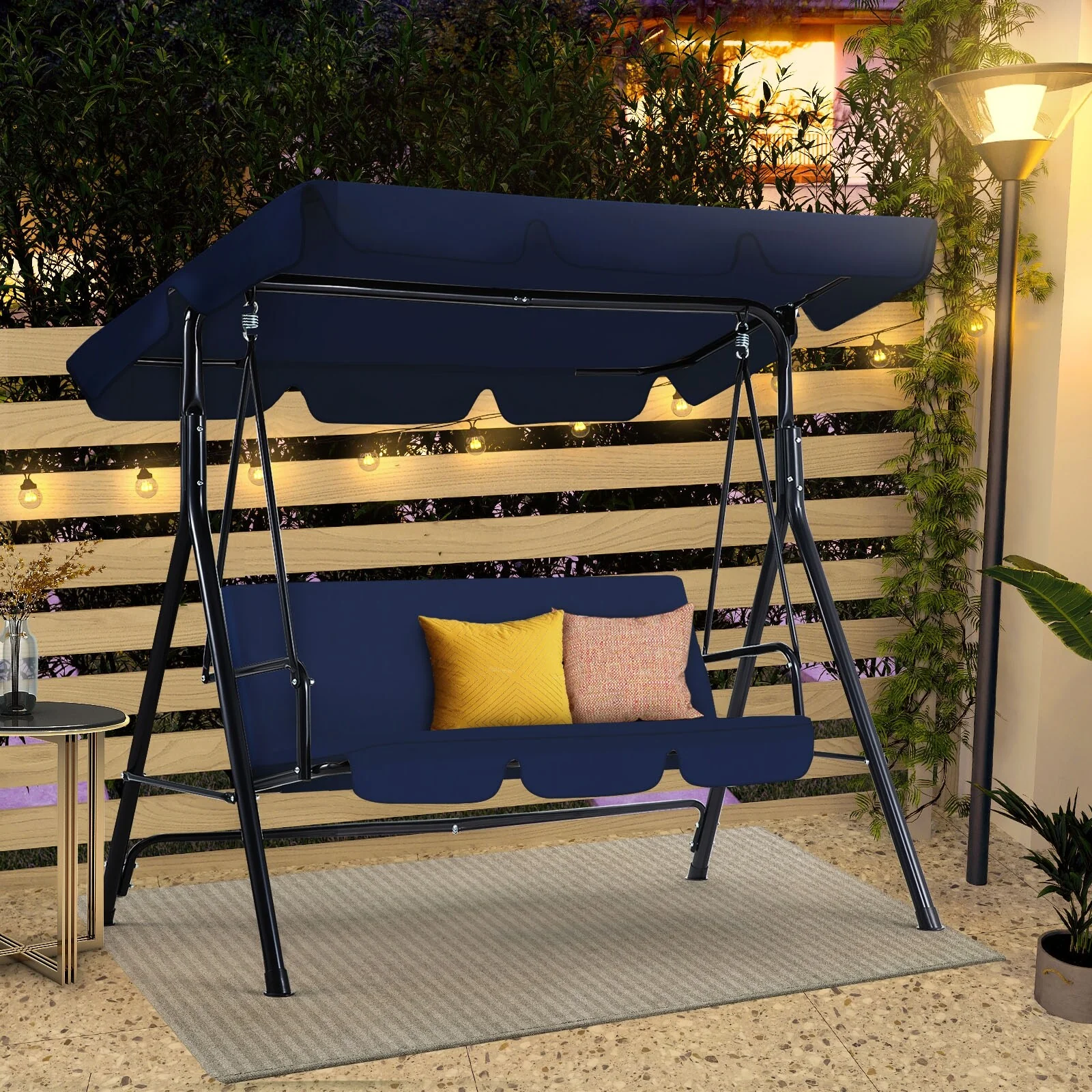 3-Seat Patio Swing Chair, Outdoor Porch Swing Glider