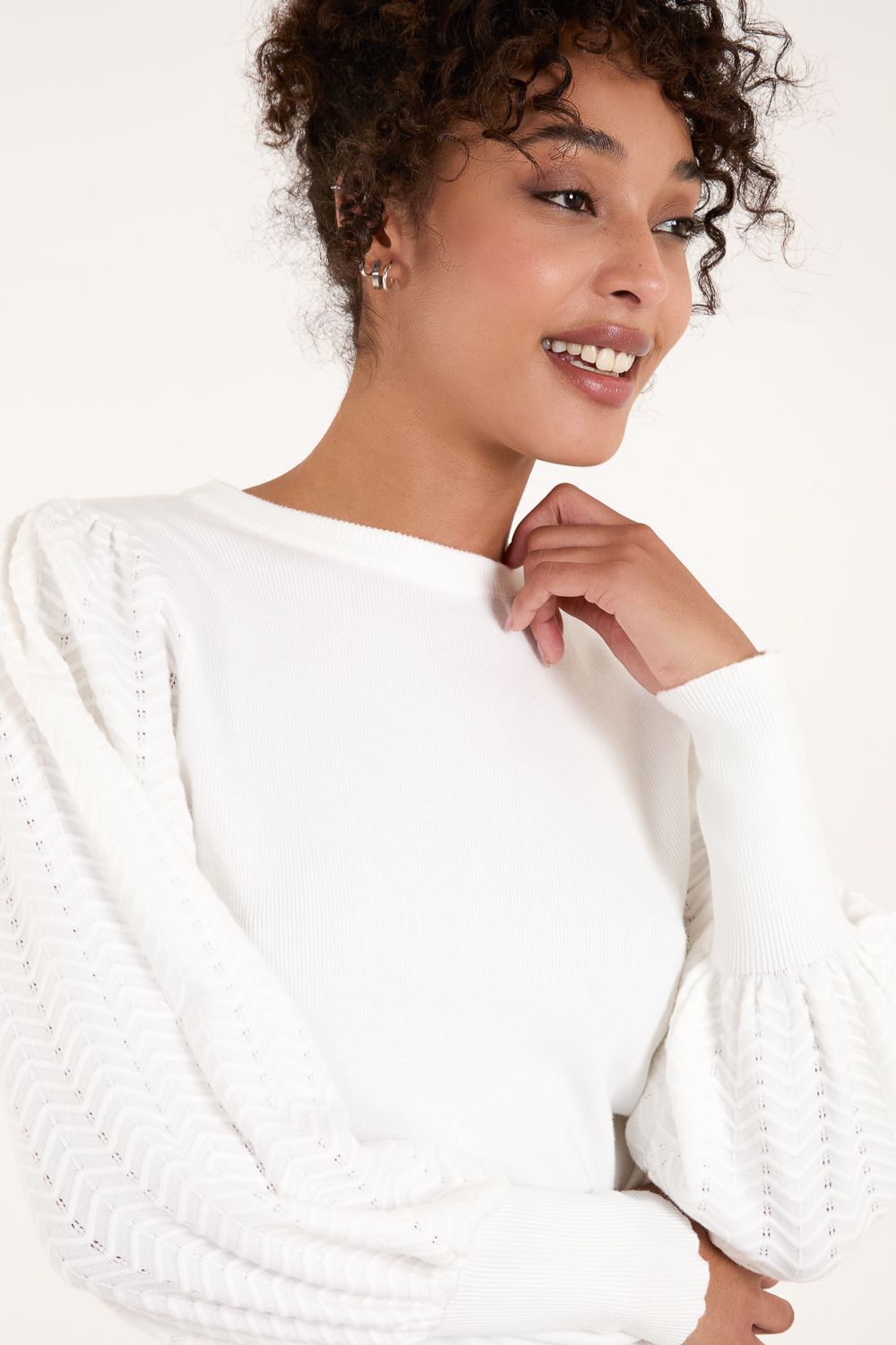 Blue Vanilla Balloon Sleeve Knit Jumper
