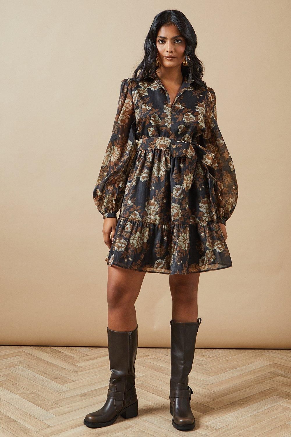Oasis Organza Collared Mini Dress