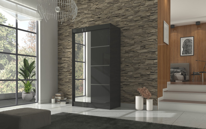 Szafa przesuwna z lustrem GILTON 120 Black