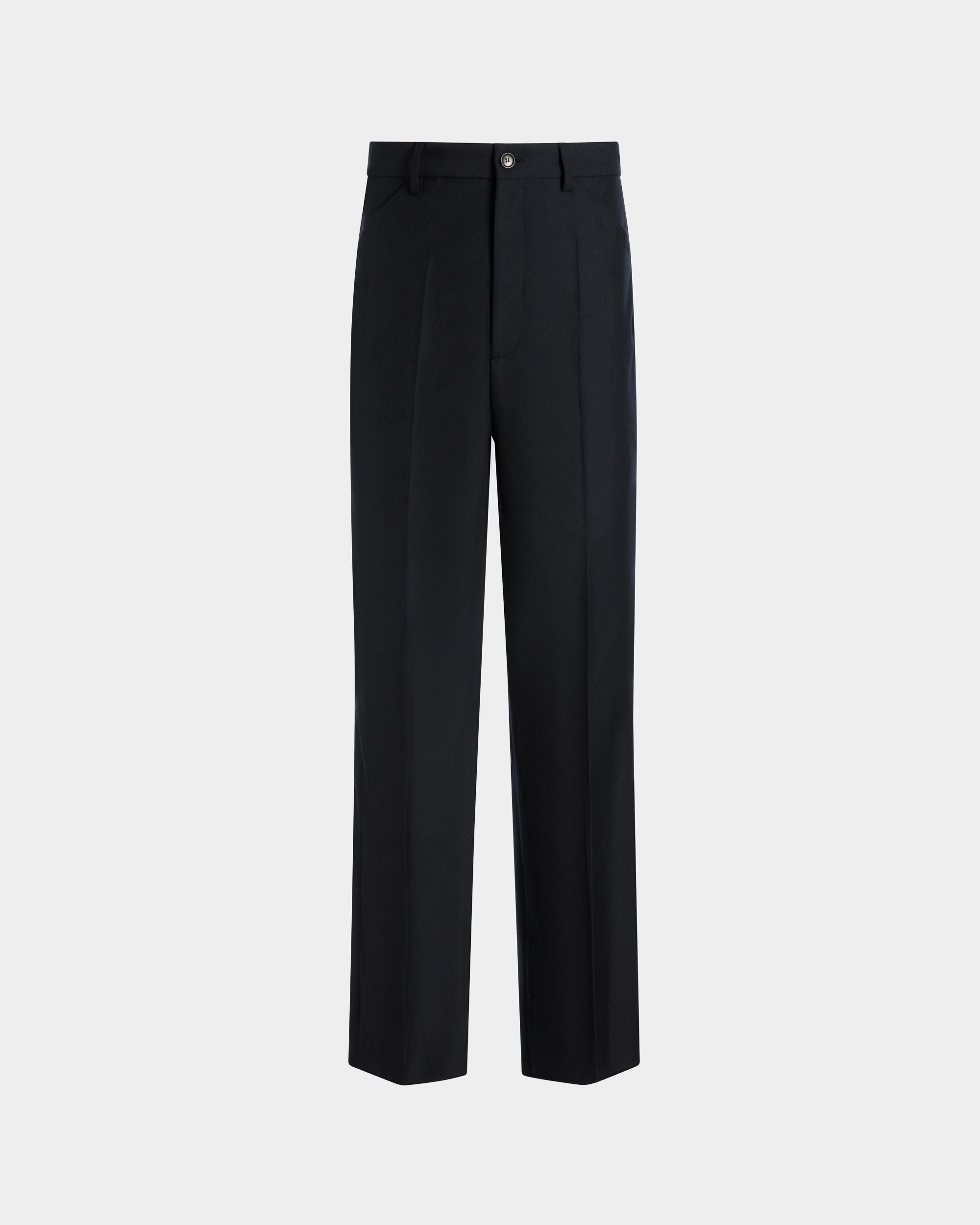 Maßgeschneiderte Hose Aus Einer Wollmischung In Navy Blue