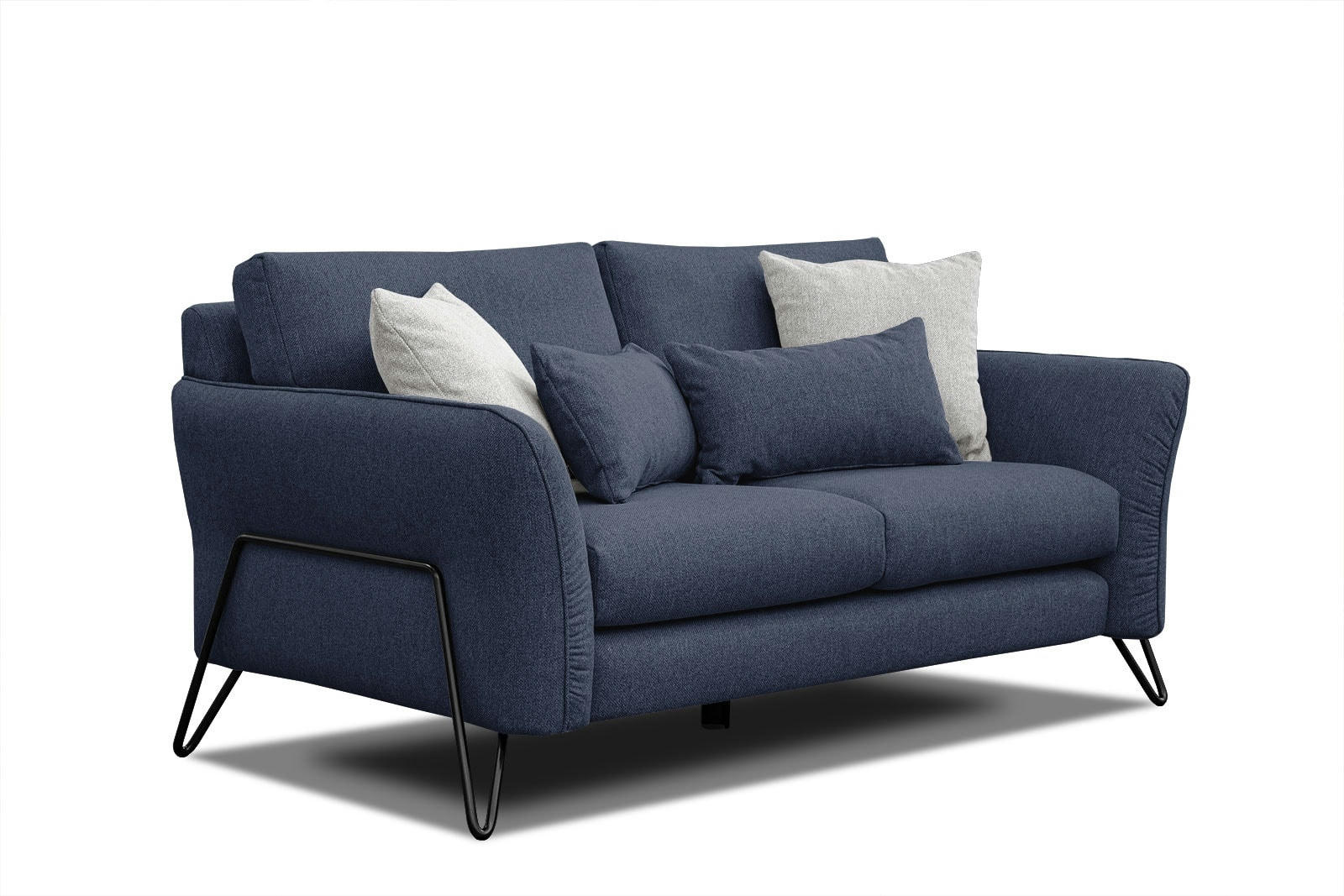 LOREM - Canapé droit 2 places tissu bleu foncé