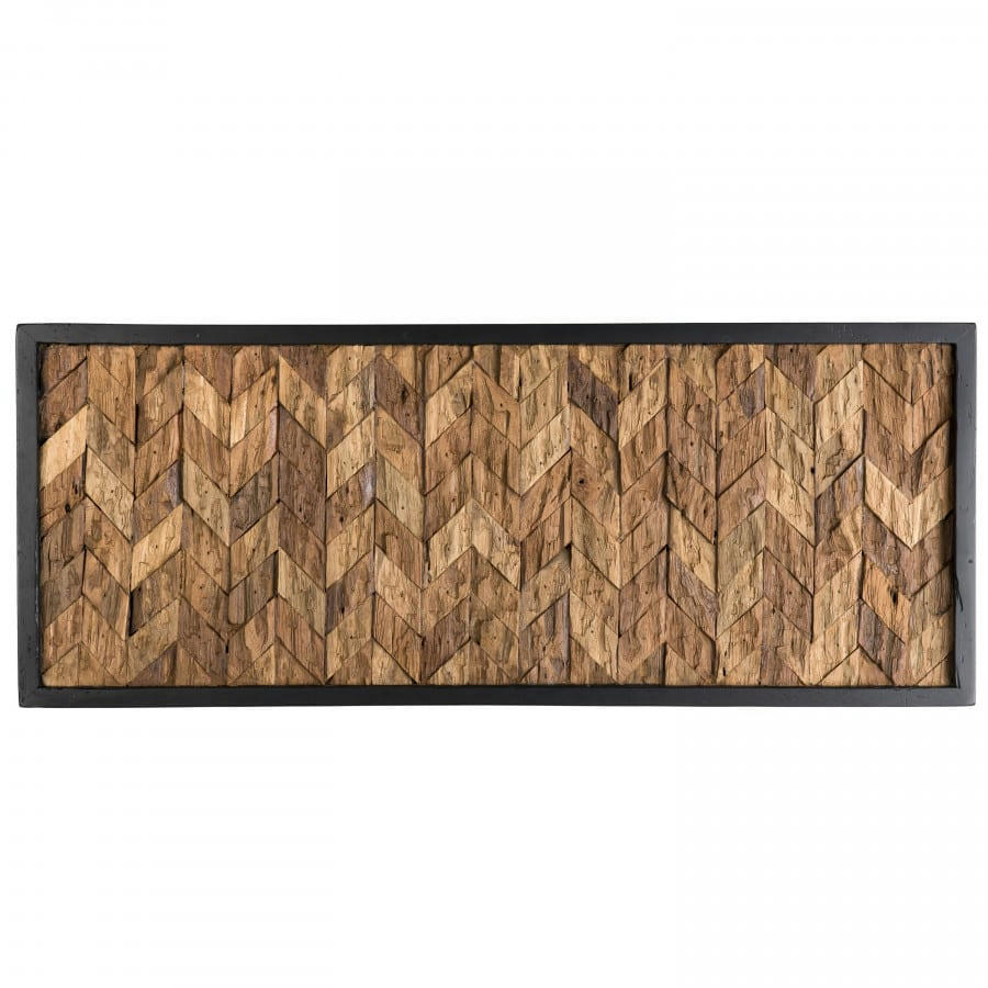 SUZY - Décoration murale rectangulaire mozaïc zig-zag bois teck nature 40x100