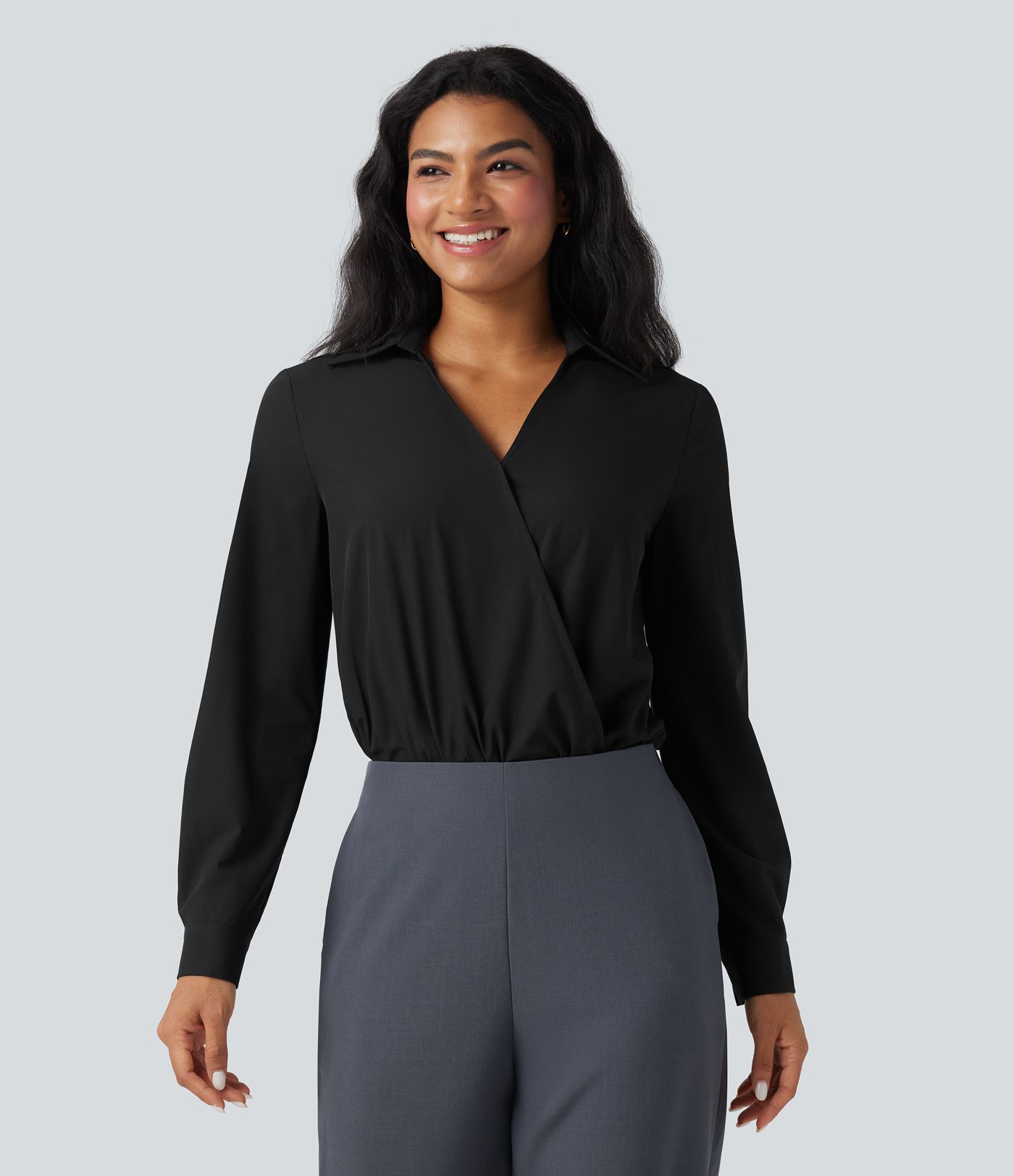 Body chemise de travail Breezeful™ col V manches longues séchage rapide