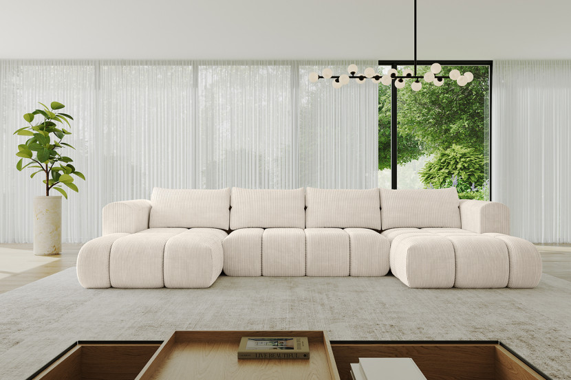 Narożnik uniwersalny z funkcją spania CLOUD-U 405x185x90 cm Beżowy