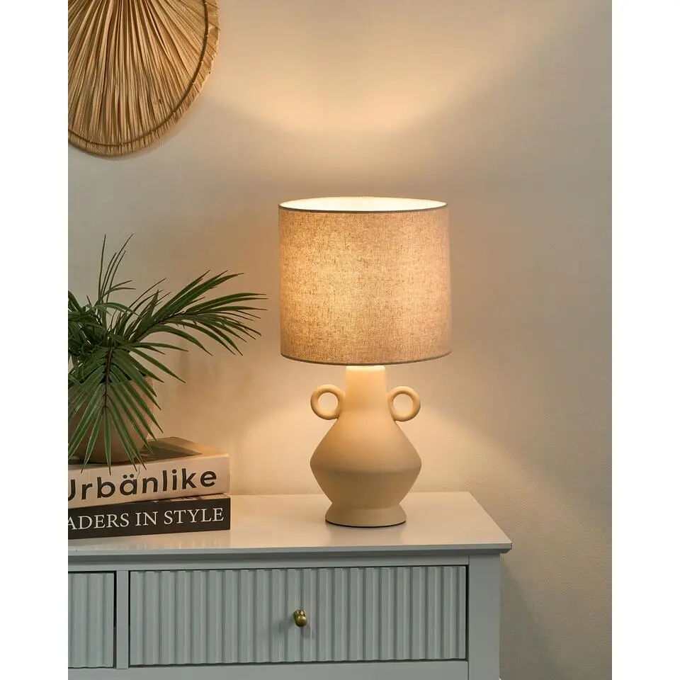 KERULEN - Tafellamp - Beige - Keramiek
