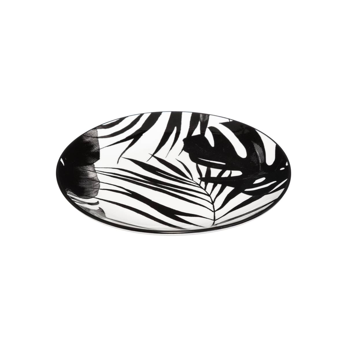 Set of 6 dessert plates "Palme" D.19 cm, Black & White