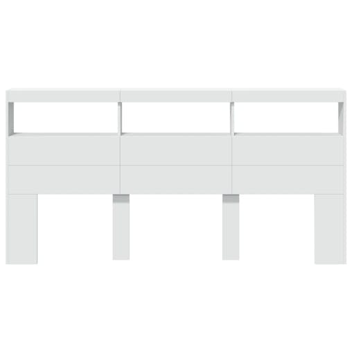 NNEVL Headboard Cabinet with LED White 200x17x102 cm