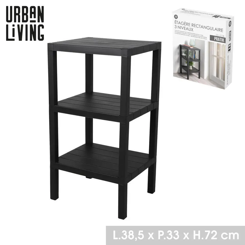 Urban Living Opbergrek - zwart - kunststof - 39 x 33 x 72 cm