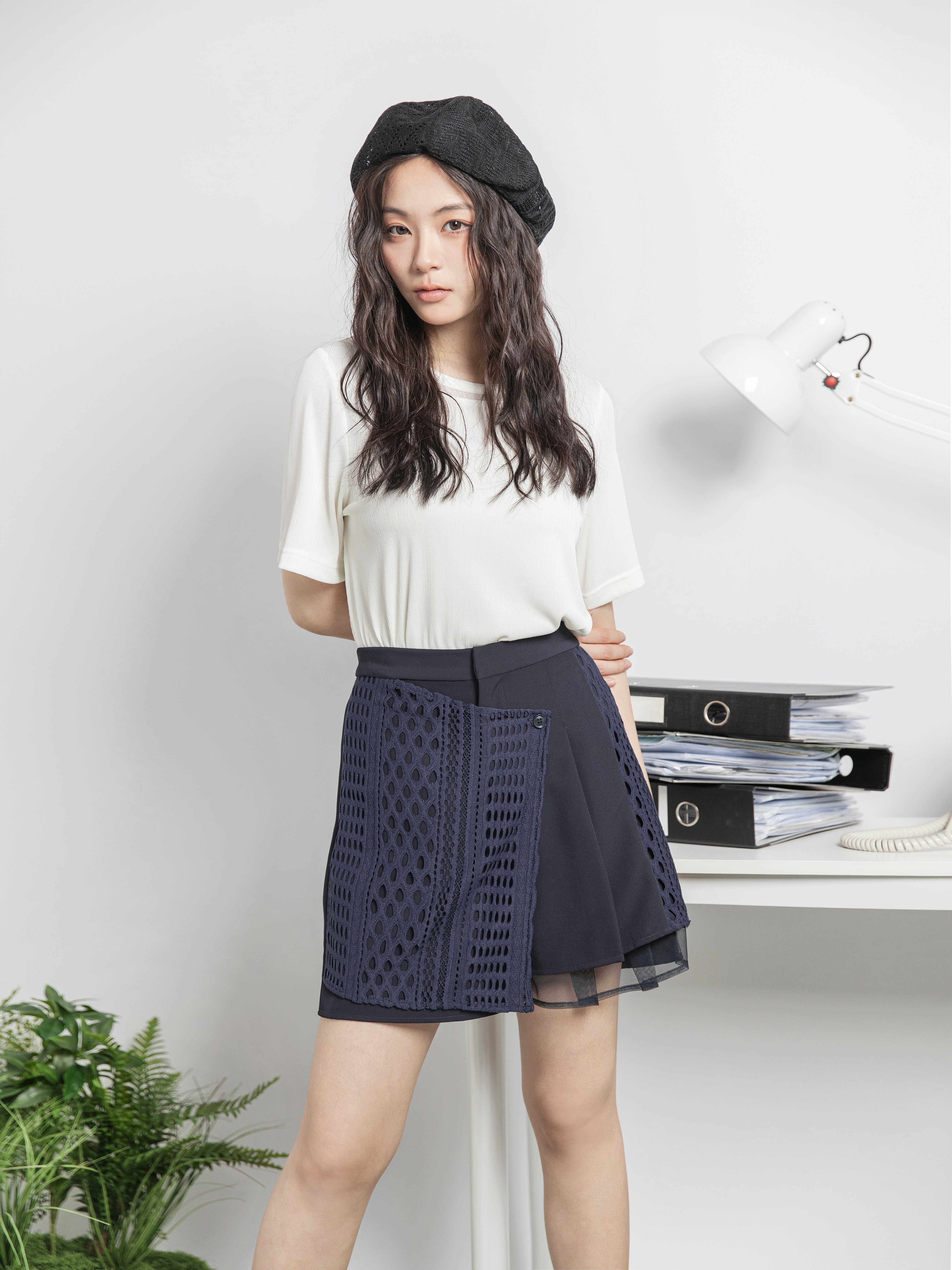Patchwork Pleated Mesh Short - 25SDB105W