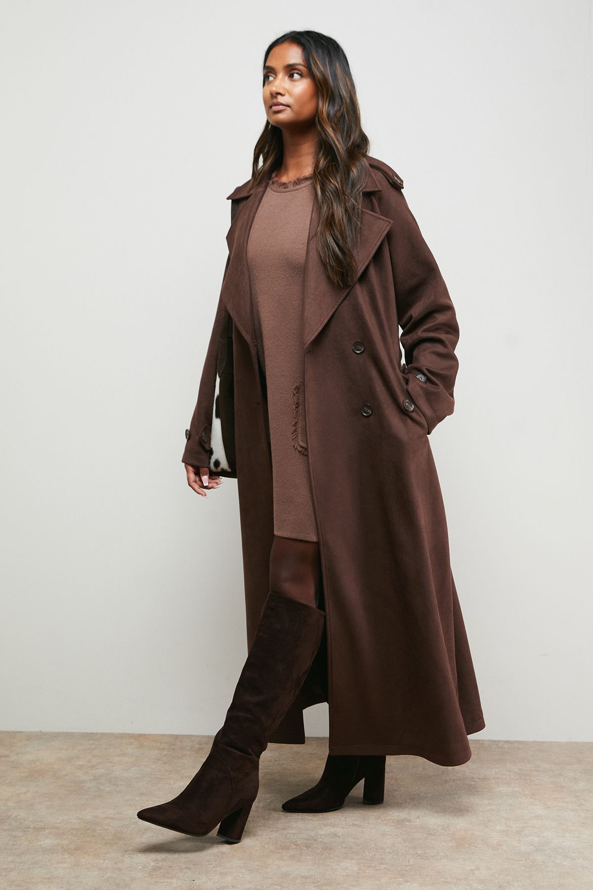 Oasis Cuff Detail Belted Coat