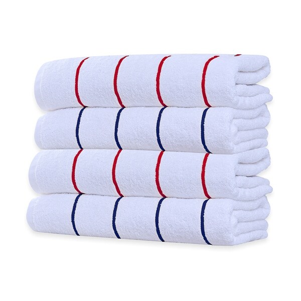 Pure Cotton Beach Towel Cabana Striped by Ample Decor- Set of 4 - 30 X 68 Inch